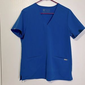 Figs Royal Blue Casma Three Pocket Scrub Top Women’s Size Medium